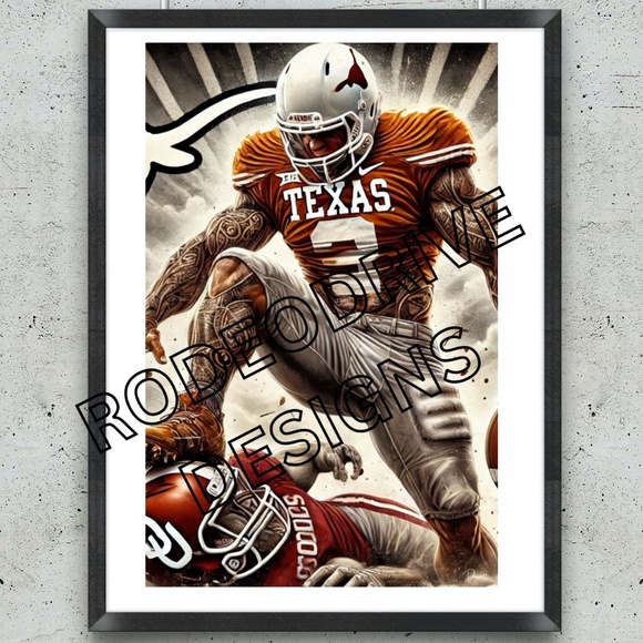 TEXAS LONGHORNS FOOTBALL MASCOT 11X17 POSTER TEXAS STAMPEDE BAD ASS - Picture 1 of 2